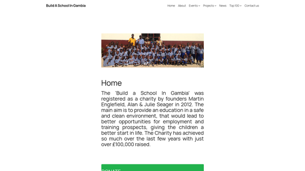 Screenshot of the Build A School In Gambia website