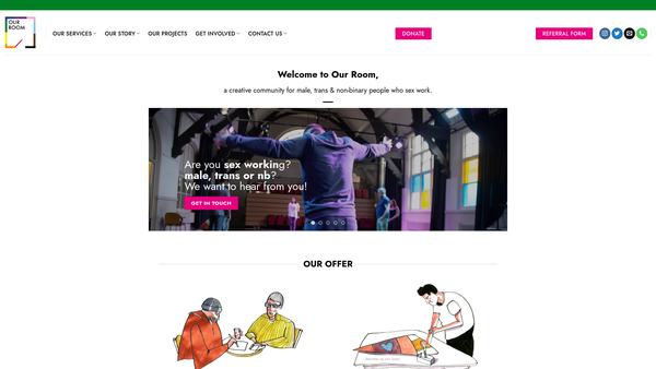 Screenshot of the Our Room Manchester website
