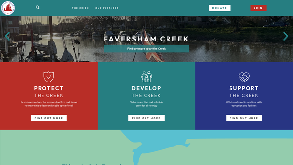 Screenshot of the Faversham Creek Trust website