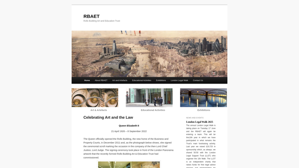 Screenshot of the The Rolls Building Art & Education Trust website