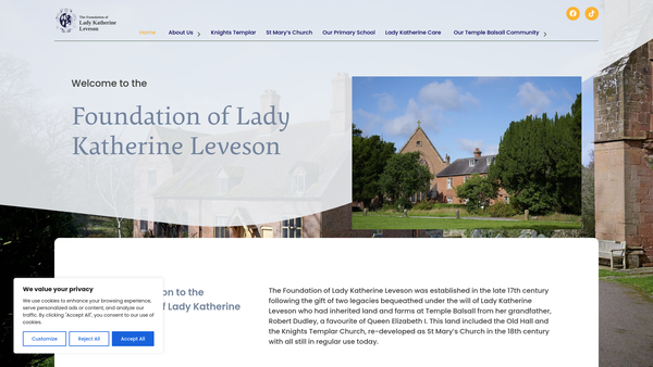 Screenshot of the The Foundation Of Lady Katherine Leveson website