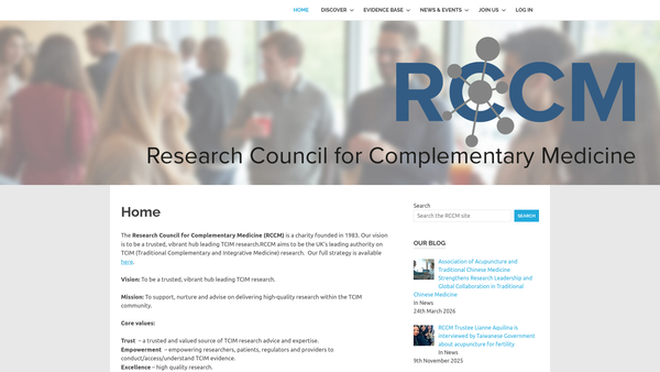 Screenshot of the The Research Council For Complementary Medicine website