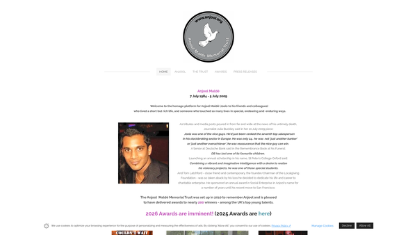 Screenshot of the Anjool Malde Memorial Trust website