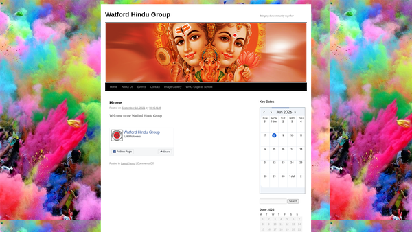 Screenshot of the Watford Hindu Group website