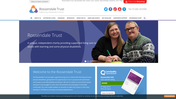 Screenshot of the The Rossendale Trust Limited website