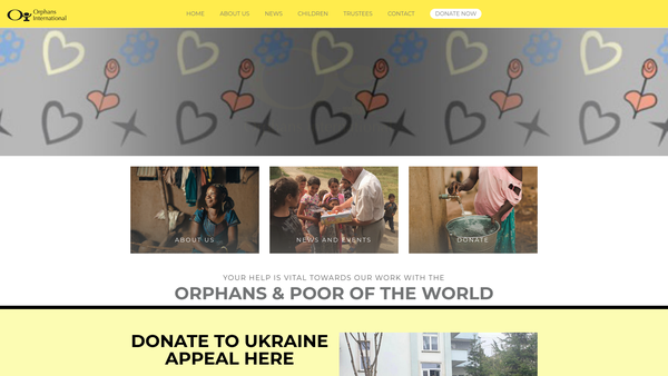 Screenshot of the Orphans International website