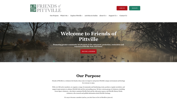 Screenshot of the Friends Of Pittville website