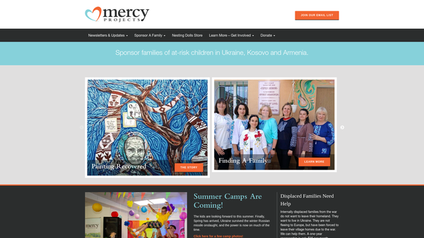 Screenshot of the Mercy Projects UK website