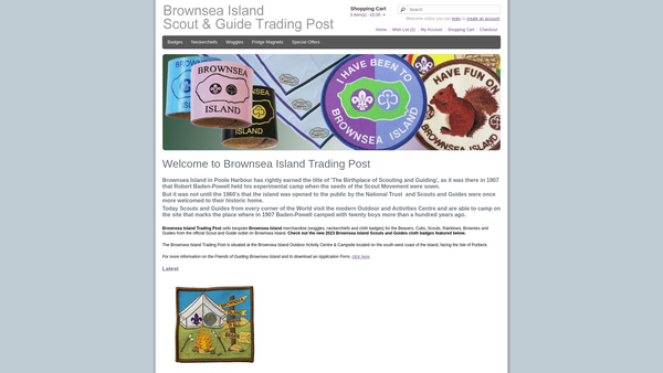 Screenshot of the Brownsea Island Scout & Guide Heritage Trust website