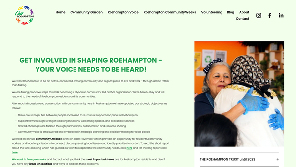 Screenshot of the Roehampton Trust Ltd website