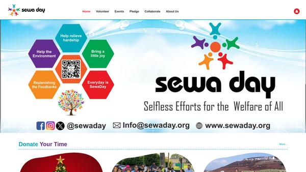 Screenshot of the Sewa Day website