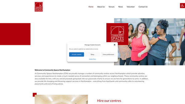 Screenshot of the Community Spaces Northampton website