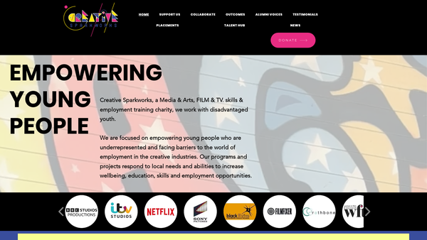 Screenshot of the Creative Sparkworks website