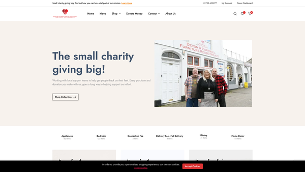 Screenshot of the Devon And Cornwall Furniture Reuse Project Limited website