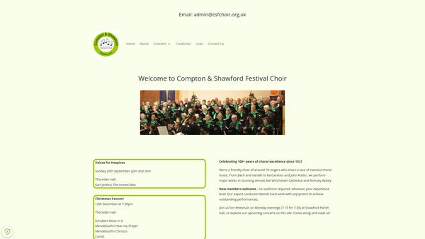 Screenshot of the Compton & Shawford Festival Choir website
