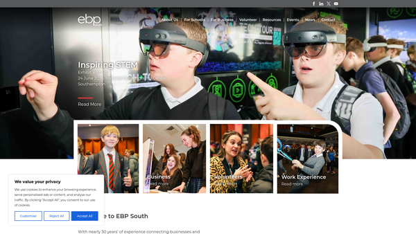 Screenshot of the Ebp South Ltd website