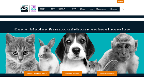 Screenshot of the Animal Free Research UK website