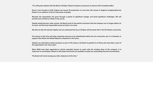 Screenshot of the Eclipse Theatre Company Ltd website