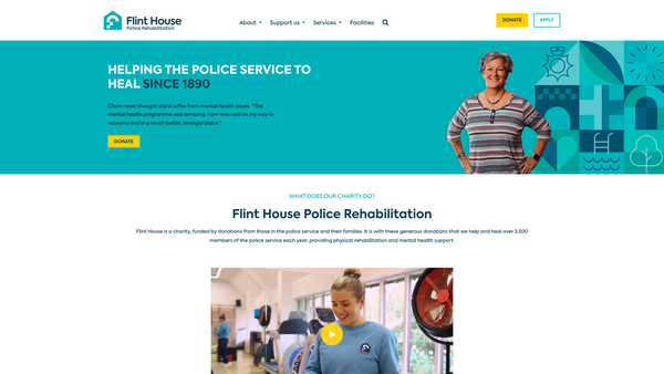 Screenshot of the Flint House Police Rehabilitation website
