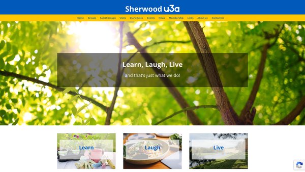 Screenshot of the The Sherwood University Of The Third Age website