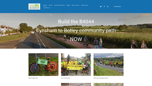 Screenshot of the Bike Safe, West Oxfordshire Limited website