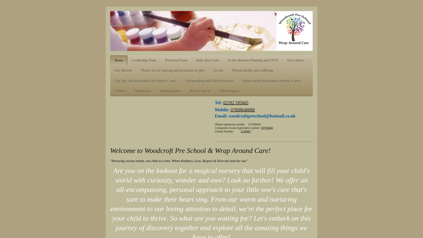 Screenshot of the Woodcroft Pre School & Wrap Around Care website