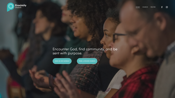 Screenshot of the Proximity Church website
