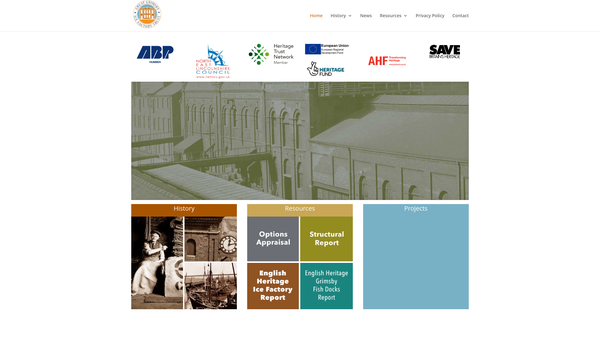 Screenshot of the Great Grimsby Ice Factory Trust website
