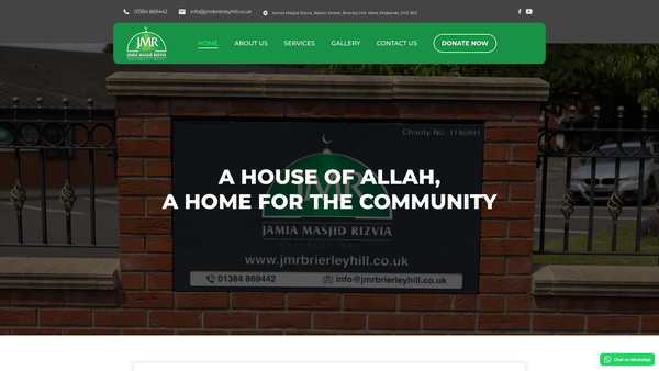 Screenshot of the Jamia Masjid Rizvia Brierley Hill website