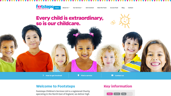 Screenshot of the Footsteps Children's Services Ltd website
