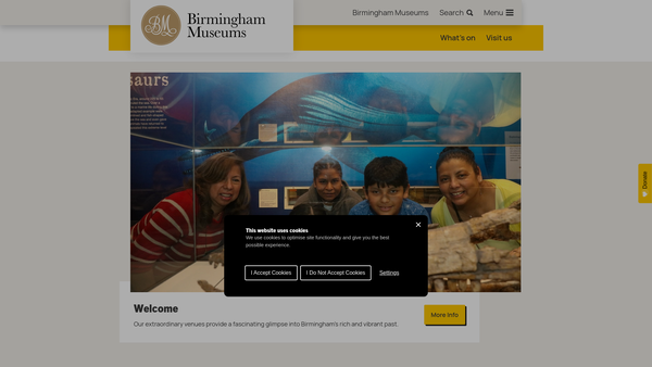 Screenshot of the Birmingham Museums Trust website