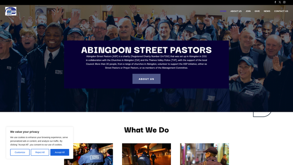 Screenshot of the Abingdon Street Pastors website