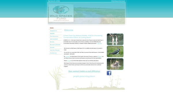 Screenshot of the Wild Spaces Fund website