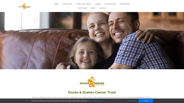 Screenshot of the The Ducks And Drakes Cancer Trust website
