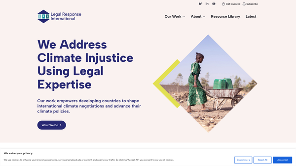 Screenshot of the Legal Response International website