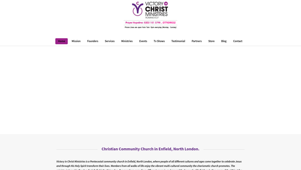 Screenshot of the Victory In Christ Ministries website