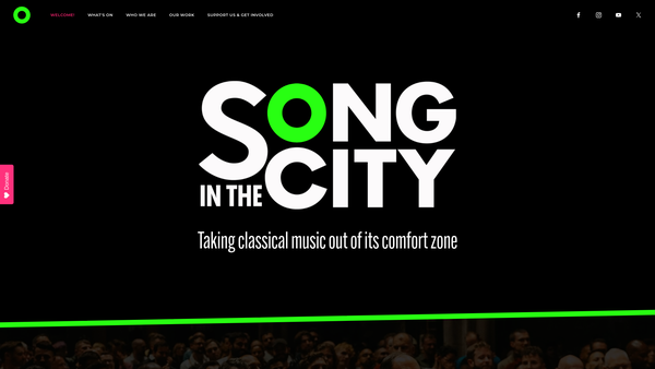 Screenshot of the Song In The City Charity Trust website