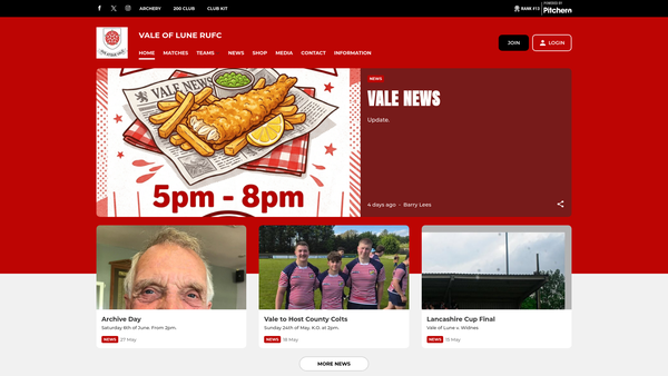 Screenshot of the Vale Of Lune Mini/junior website