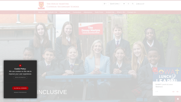 Screenshot of the The Douay Martyrs School PTA website