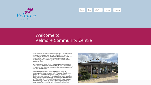 Screenshot of the Velmore Community Association website