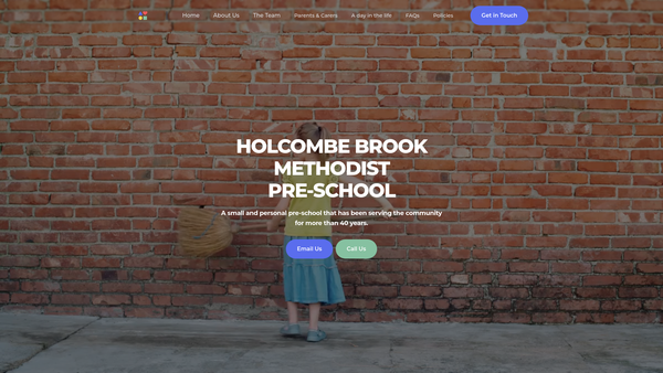 Screenshot of the Holcombe Brook Methodist Pre-School website