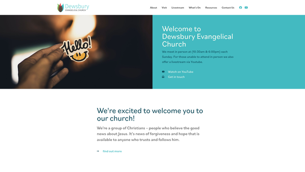 Screenshot of the Dewsbury Evangelical Church website
