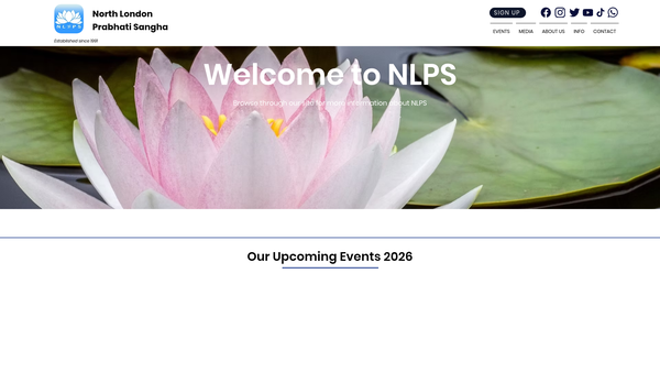 Screenshot of the North London Prabhati Sangha website