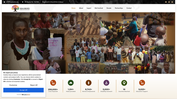 Screenshot of the Inua Ubuntu Trust website