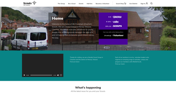 Screenshot of the 4th Frodsham (Overton) Scout Group website