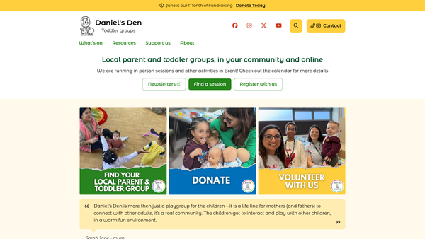 Screenshot of the Daniels Den website