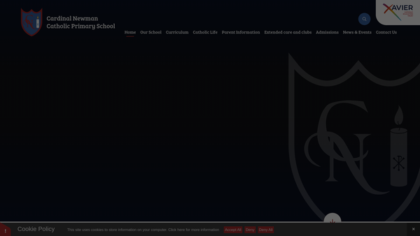 Screenshot of the Cardinal Newman Pa website