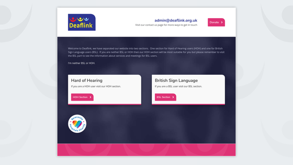 Screenshot of the Deaflink North East website