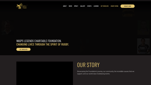 Screenshot of the Wasps Legends Charitable Foundation website