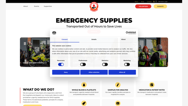 Screenshot of the North West Blood Bikes Lancs And Lakes website